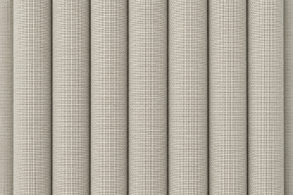 Close-up of a light beige woven fabric or wallpaper texture shown in vertical rolled panels.
