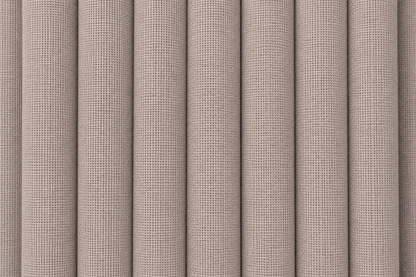 Close-up of a textured fabric or wallpaper pattern with vertical pleated folds in a warm taupe-beige color.