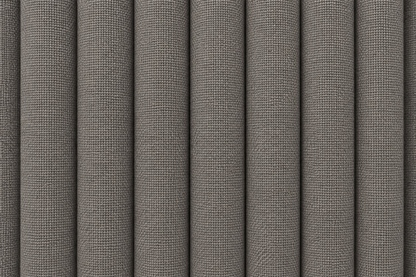 A close-up of vertically pleated fabric or upholstery material in a medium warm gray color, showing a fine woven texture.